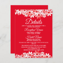 Wedding Red White Floral Detail Enclosure Tilläggskort