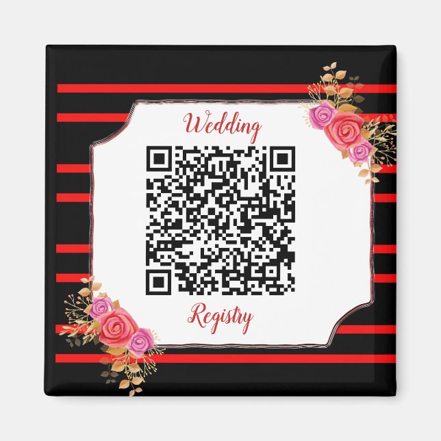 Wedding Registry Custom QR Code and Text Magnet (Framsidan)