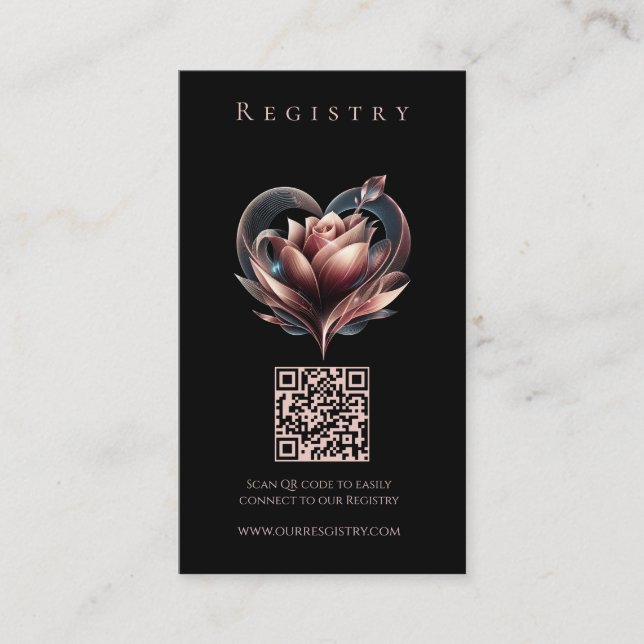 Wedding Registry-Modern Rose with a Heart Visitkort (Framsida)