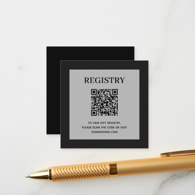 Wedding Registry QR Code Black Tilläggskort (Fram/Back In Situ)