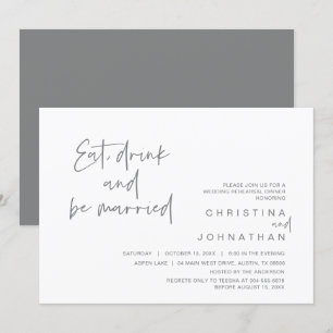 Wedding Rehearsal Dinner, Eat Drink and be married Inbjudningar