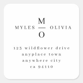 Wedding Return Address Label | Mailing Stickers Fyrkantigt Klistermärke