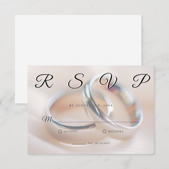 Wedding Rings Simple Elegant Minimalist RSVP Card  OSA Kort (Fram/baksida)