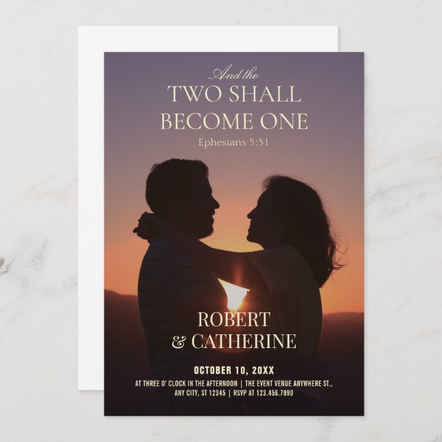 Wedding romantic photo  inbjudningar (Fram/baksida)