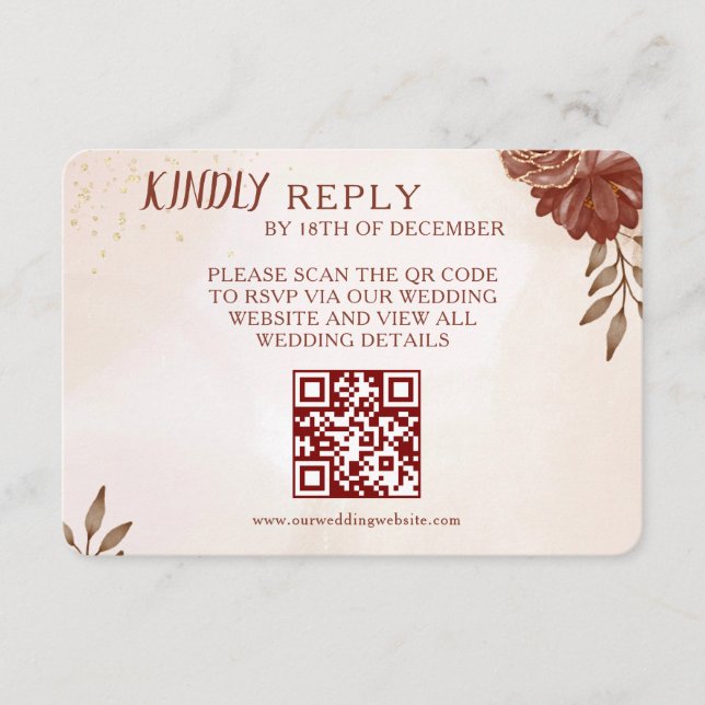 Wedding RSVP Card | Elegant Botanical & Coordinate OSA Kort (Framsida)