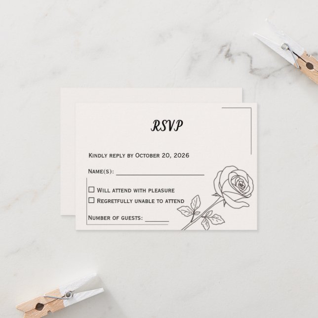 Wedding RSVP Card | Minimal Elegant Design (Fram/Back In Situ)