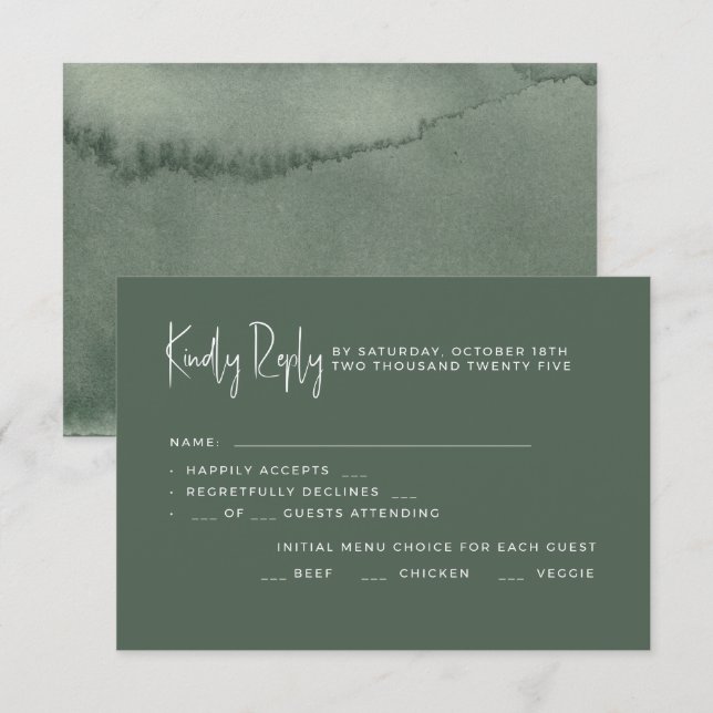 Wedding RSVP Card. OSA Kort (Fram/baksida)