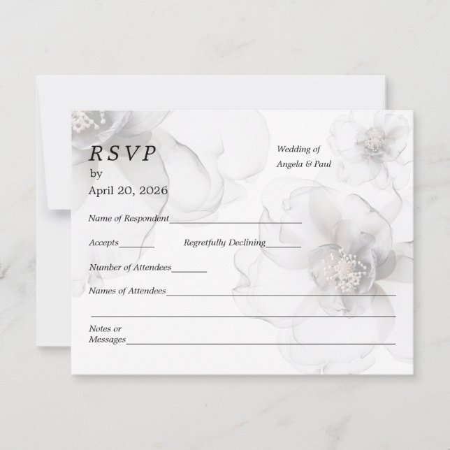 Wedding RSVP Card Soft Flowers OSA Kort (Framsida)