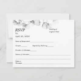 Wedding RSVP Card Soft Leaf Leaves  OSA Kort