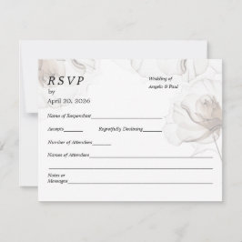 Wedding RSVP Card Soft Rose Flowers OSA Kort
