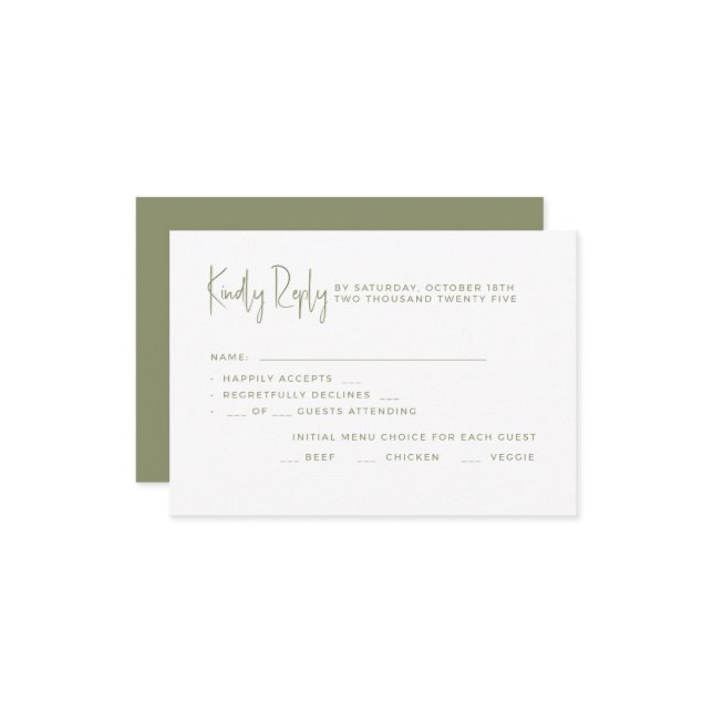 Wedding RSVP Cards. OSA Kort (Fram/Back In Situ)