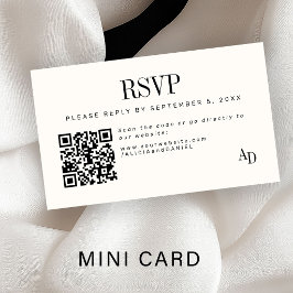 Wedding RSVP insert QR code ivory black enclosure Tilläggskort