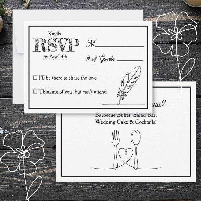 Wedding RSVP & Reception Dinner Menu Invitation Inbjudningar (Skapare uppladdad)