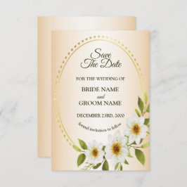 Wedding Rustic Golden Frame White Floral Peach Spara Datumet