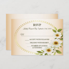 Wedding Rustic Golden Geometric White Floral Peach OSA Kort