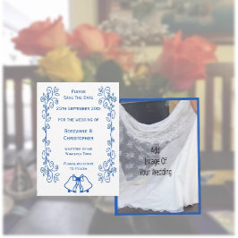 Wedding Save The Date Blue Sapphire Bells Spara Datumet