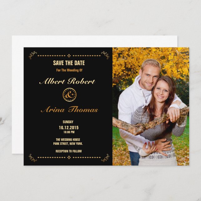 Wedding Save The Date Card Template Inbjudningar (Fram/baksida)