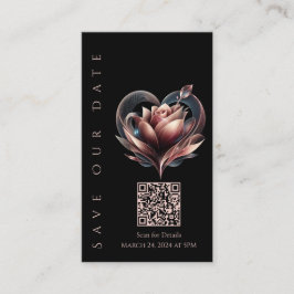 Wedding Save the Date-QR code-Blush Rose Visitkort