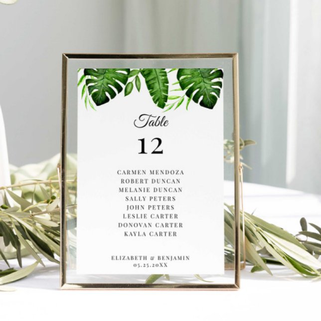 Wedding Seating Chart Table Tropical Greenery  Bordsnummer (Skapare uppladdad)