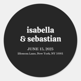 Wedding Simple Modern Black Retro Runt Klistermärke