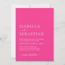 Wedding Simple Modern Deep Pink Inbjudningar