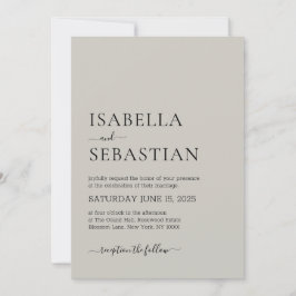 Wedding Simple Modern Light Gray Inbjudningar