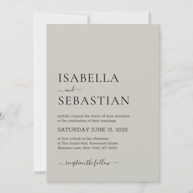 Wedding Simple Modern Light Gray Inbjudningar (Framsida)