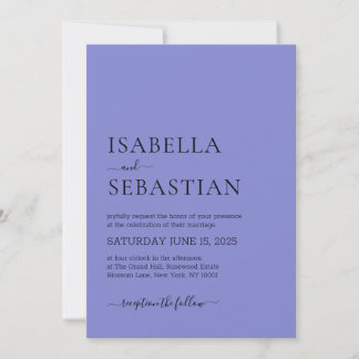 Wedding Simple Modern Light Slate Blue Inbjudningar