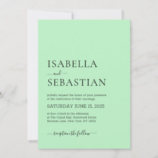 Wedding Simple Modern Pale Green Inbjudningar