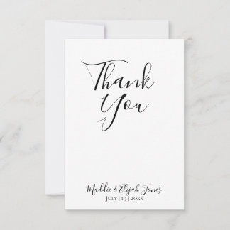 Wedding, Simple, Script, Black & White Thank You Tack Kort