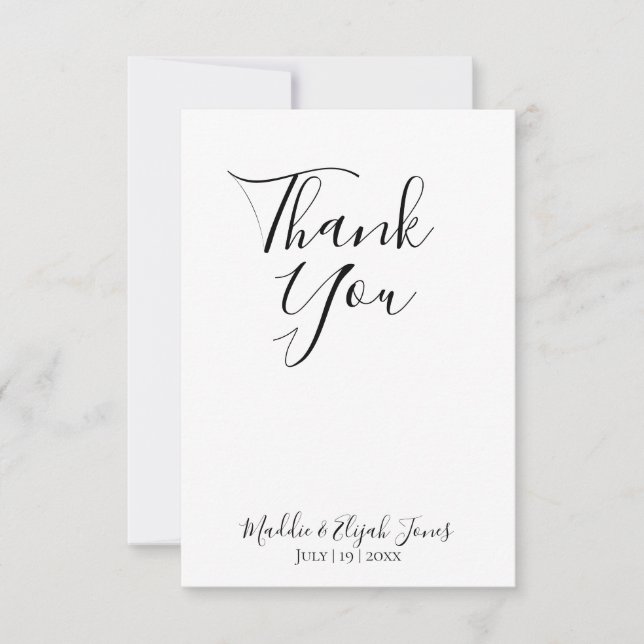 Wedding, Simple, Script, Black & White Thank You Tack Kort (Framsida)