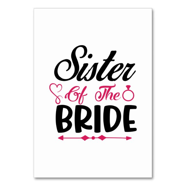 Wedding Sister Of The Bride Bordsnummer (Framsidan)