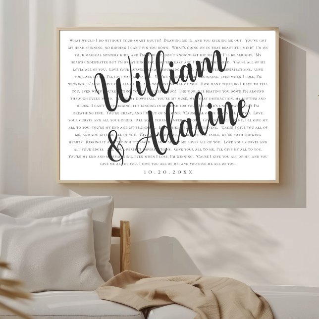 Wedding Song Lyrics, Minimal Serif Calligraphy  Poster (Skapare uppladdad)