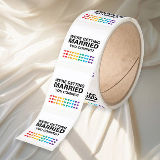 Wedding Sounds Gay Rainbow Heart Pride Fyrkantigt Klistermärke
