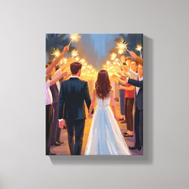 Wedding Sparklers | Marriage Celebration Painted Canvastryck