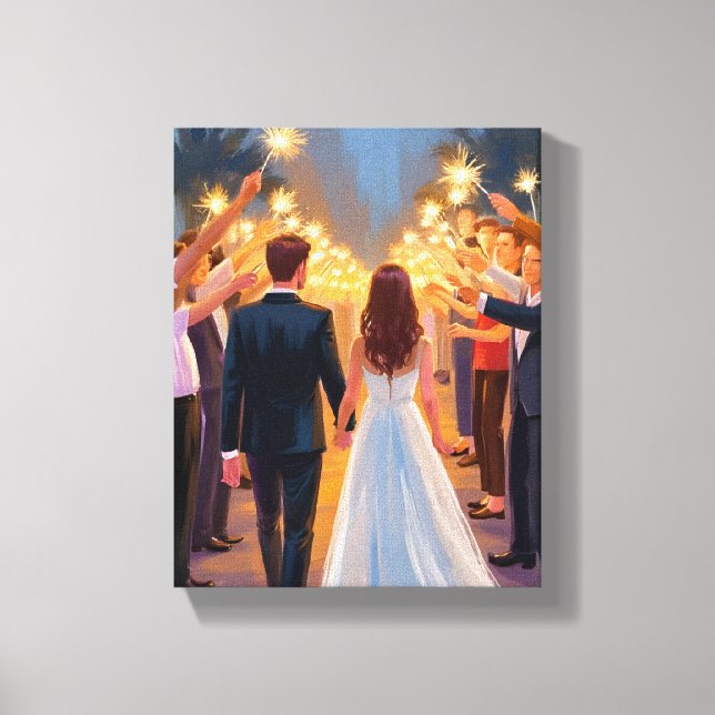 Wedding Sparklers | Marriage Celebration Painted Canvastryck (Framsida)