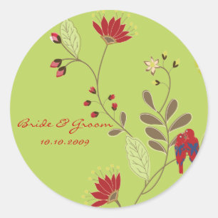 Wedding Stickers, love birds Runt Klistermärke