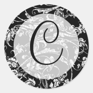 Wedding Stickers Monogram C Runt Klistermärke