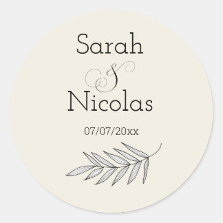 Wedding stickers personalized minimalist runt klistermärke