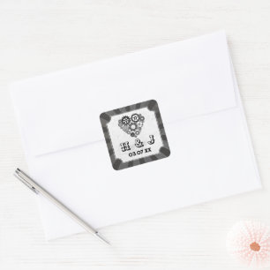 Wedding Stickers Steampunk Bröllop Hearts Cogs Fyrkantigt Klistermärke