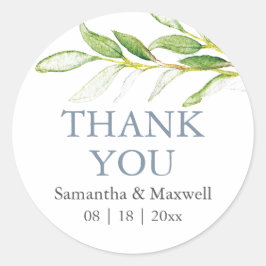 Wedding Stickers Tack Simple Greenery Runt Klistermärke