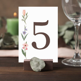 Wedding Table Number Card with Botanical Design Bordsnummer