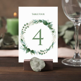 Wedding Table Number Card with Botanical Wreath Bordsnummer