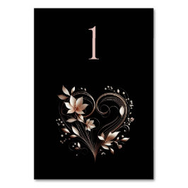 Wedding Table Number-Modern Rose Gold Flowers Bordsnummer