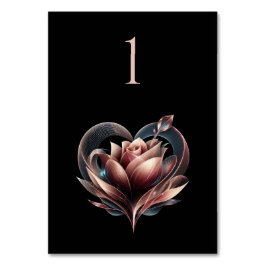Wedding Table Number-Rose with Heart- Bordsnummer