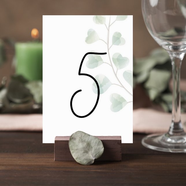 Wedding Table Number with Eucalyptus Leaves Bordsnummer (Skapare uppladdad)