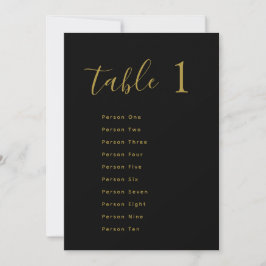 Wedding Table Seating Chart Cards | Gold on Black Inbjudningar