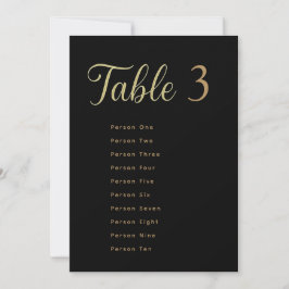 Wedding Table Seating Chart Cards | Gold on Black Inbjudningar
