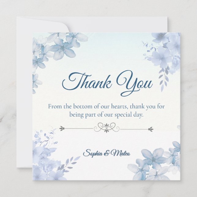 Wedding Thank You Card Elegant Editable Tack Kort (Framsida)