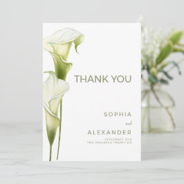 Wedding Thank You Cards "Delicate Calla Lilies" Tack Kort